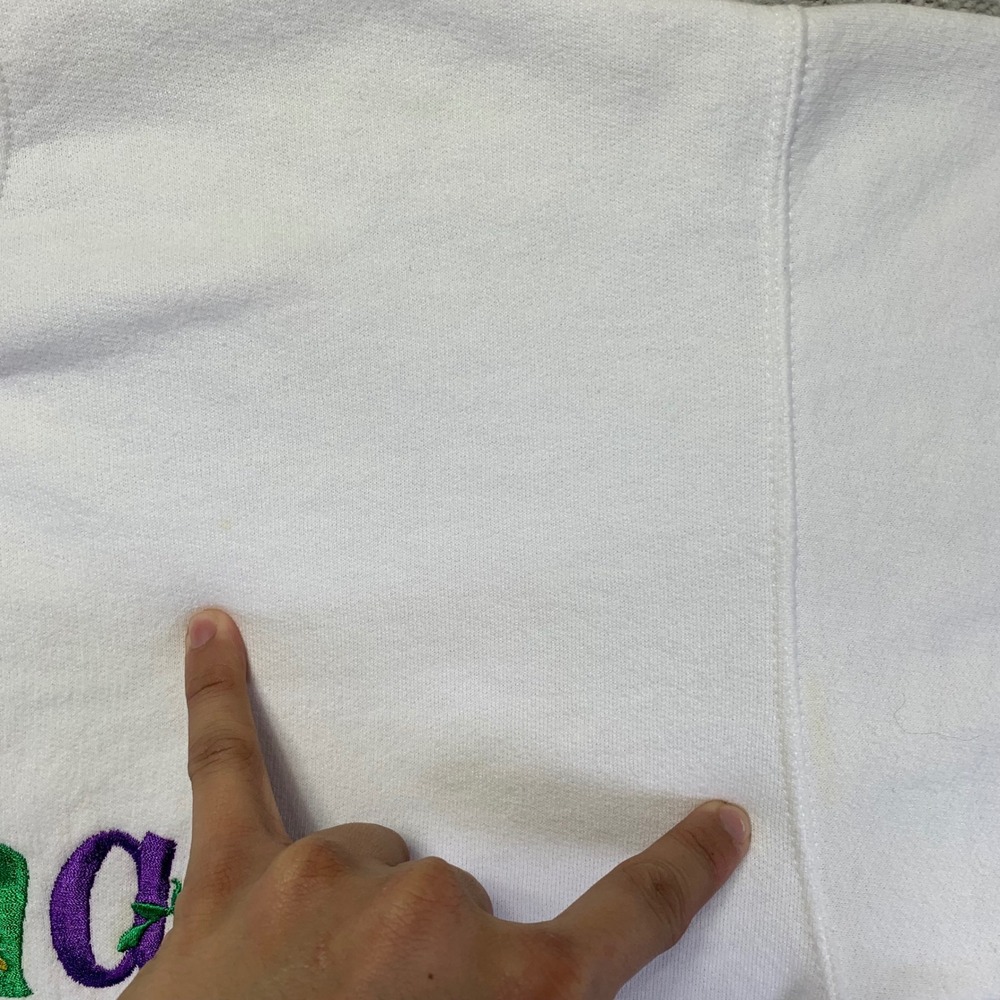 Vintage Aloha Hawaii Sweatshirt Sz Medium White Embroidered‎ Pullover Gildan 90s - Picture 4 of 14